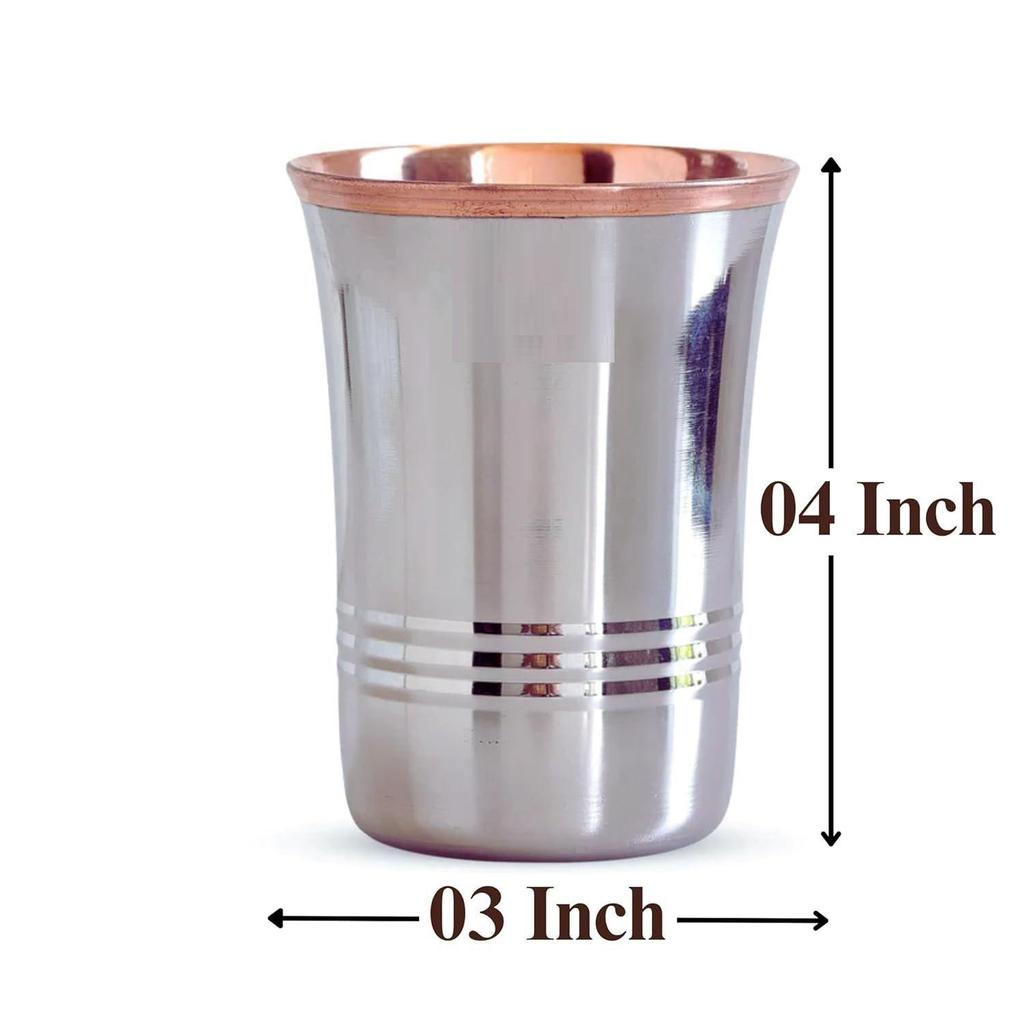 Steel Copper Glass Tumbler Set, Drinkware, Home Restaurant, 250 ML Each, 2 Pieces
