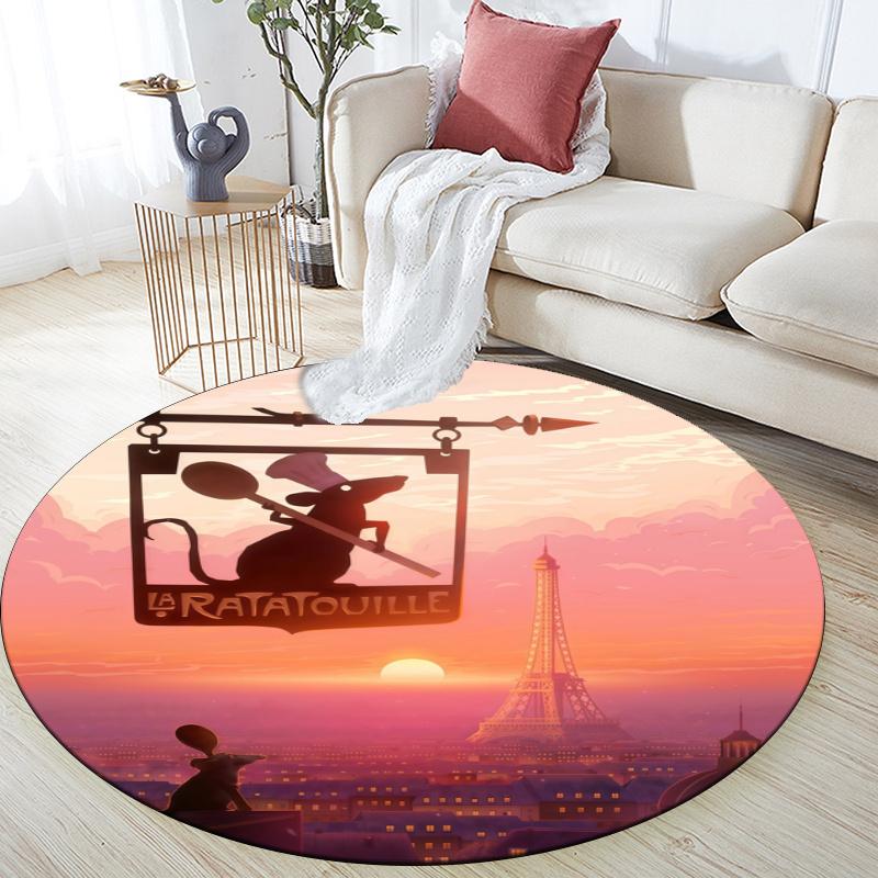 Ratatouille pattern round rug,Carpet Rug for Living Room Bedroom Playroom ,Non-slip Floor Mat,Holiday Gifts and Birthday Gifts.