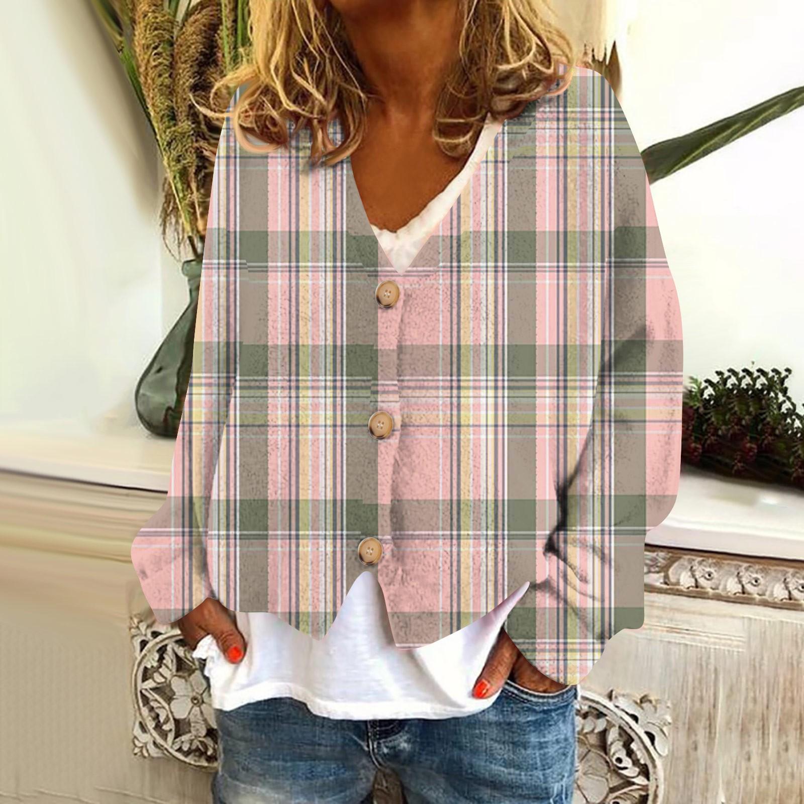 

Жіноча модна коротка куртка, повсякденний однобортний плюшевий топ з довгими рукавами в клітку XXL рожевий