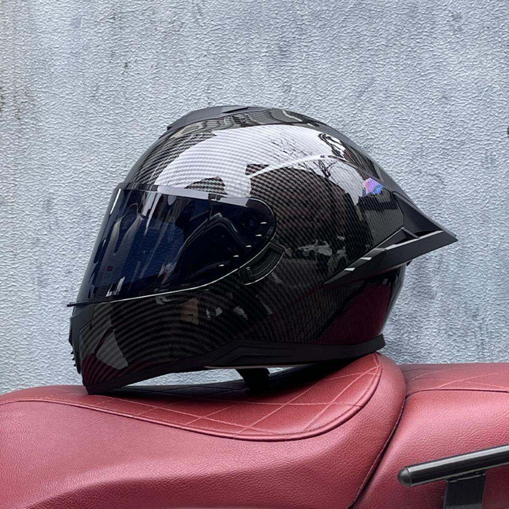 DOT Full Helmet Double Mirror Helmet Men's Four-season Universal Hard Hat Female Knight Locomotive Double Lens