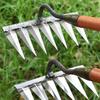 4-7 Teeth Iron Gardening Hoe Weeding Rake Farm Tool Grasping Raking Loosening Soil Nail Rake Tool Artifact Harrow Farm Tools