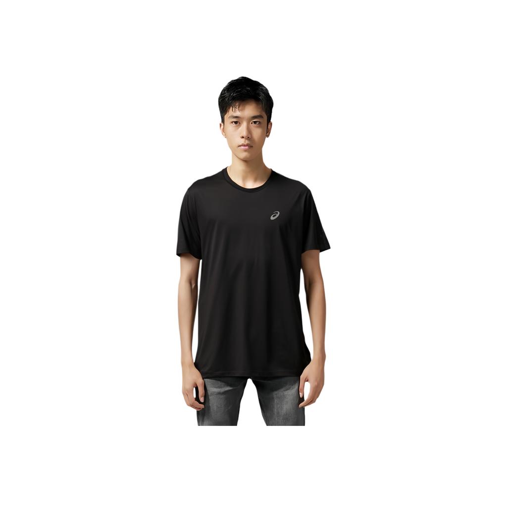 Asics Logo Round Neck Reflective Running Quick-Dry Breathable Casual Sports Short Sleeve T-Shirt Men Tops Black 2011C852-001