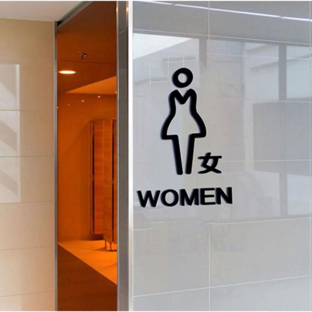 3D Herre Dame Toalettskilt Akryl WC Plakett Påminnelse Indikator Plakett Wc Skilting Dørplater