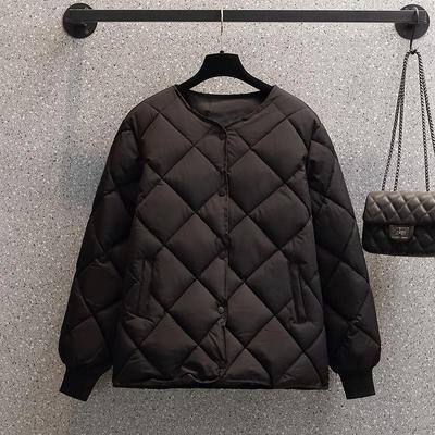 Herbst Winter Einreiher Mantel Damen Mode Uni Warm Gesteppte Jacke Langarm O-Ausschnitt Mäntel Damen Lässiges Outfit Tragen