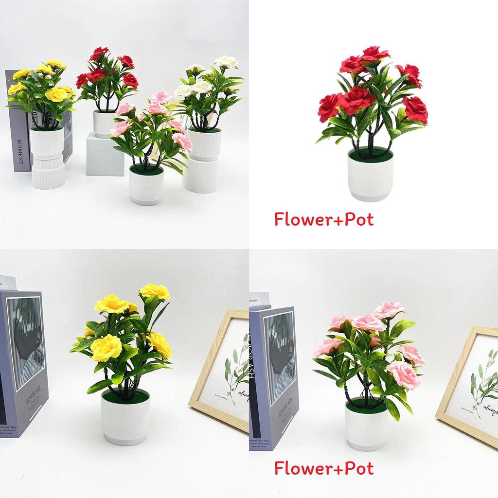 Romantic Rose Bonsai Artificial Plant For Valentines Day Gift And Indoor Decoration With Durable Material