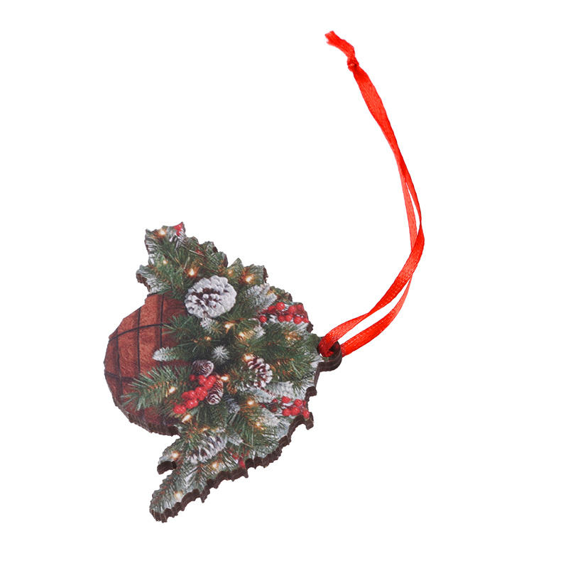 Creative Home Christmas Tree Hanging Basket Ornament Decorations Cute Flower Hanging Basket Wooden Pendant
