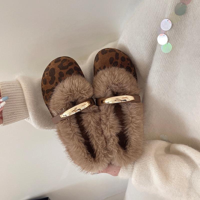 Mao Mao shoes women s cotton shoes autumn and winter new outer wear design sense soft sole Mary Jane velvet 40 леопардовый