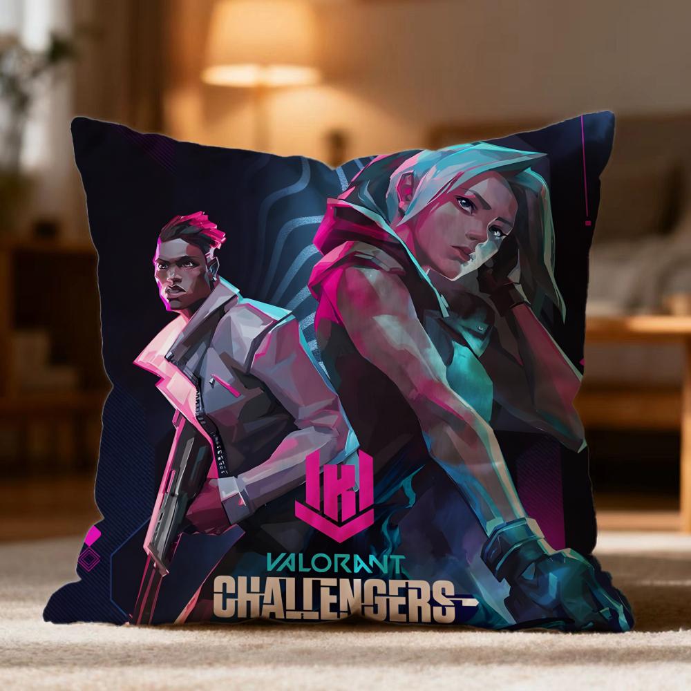 Popular VValorantes Cushion Cover Soft Washable Pillow Case Multi-Scene for Couch Bed Travel Office Use