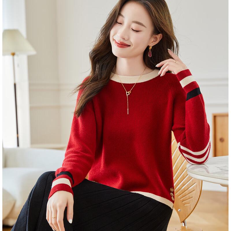 Women's Pure Wool Short Knit Sweater with Slit