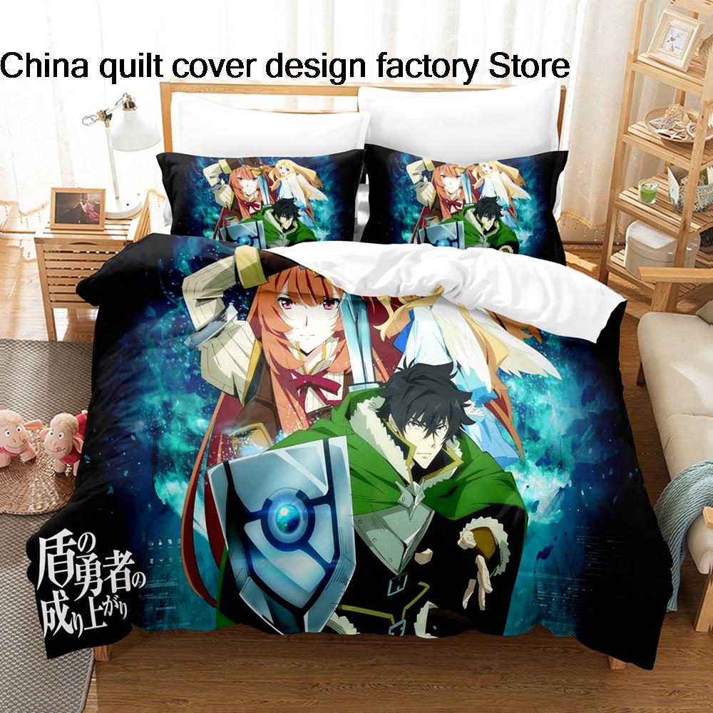 The Rising Of The Shield Hero Anime Bedding Set 3Pcs Isekai Manga Duvet Cover Set With Pillowcases For Teens Fans Bedroom Decor