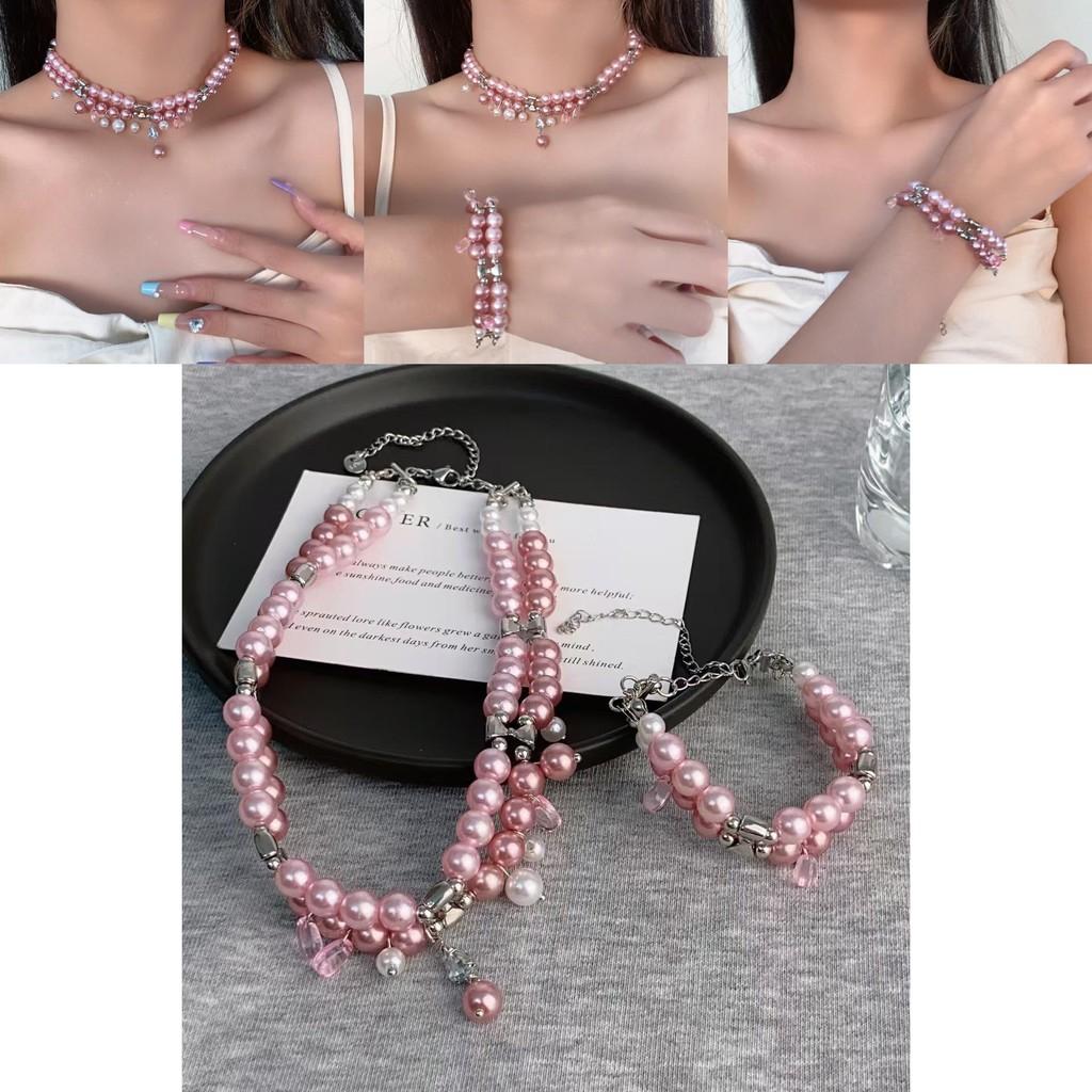 Trendy Pink Double Layer Bead Bracelet For Women Stylish Jewelry For Summer 2024