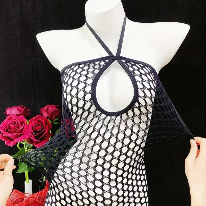 Large Size Sexy Lingerie Bodysuit, Women's Hollow Open-Back Transparent Strapless Bodysuit