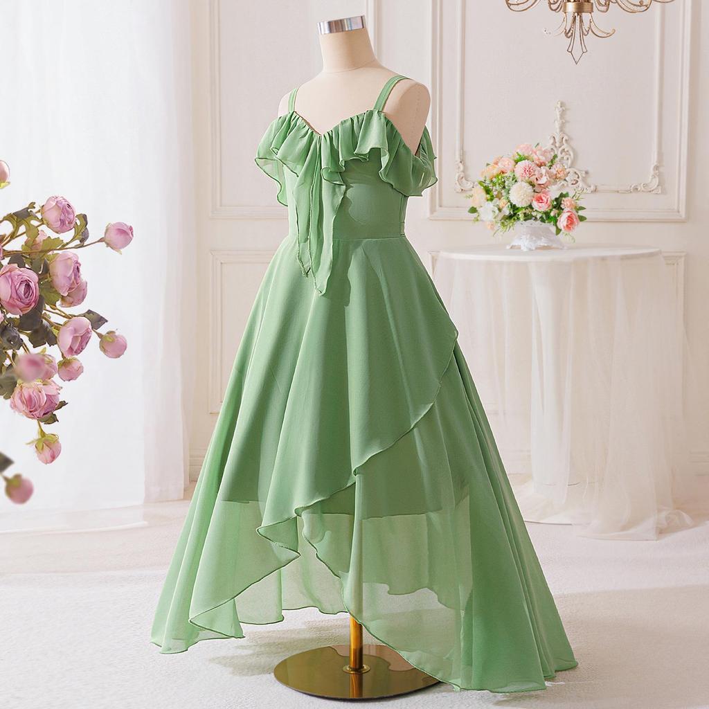 Elegantes Chiffon-Abendkleid mit Spaghettiträgern für Kinder
