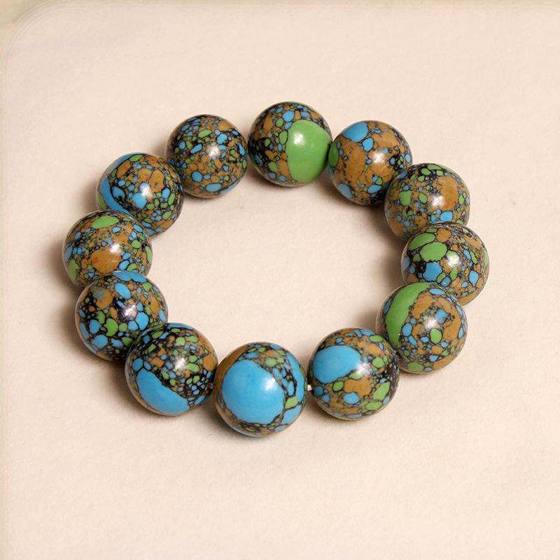 Bracciale da Uomo Turchese Tang Sancai con Perle Rotonde 2.0 - Perline di Preghiera & Wenwan.