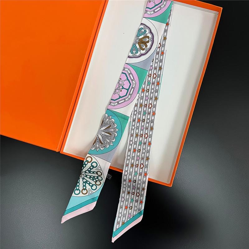 

Silk scarf long strip high-end multi-purpose double-sided printing imitation silk silk scarf wrapping belt streamer decorative small scarf belt