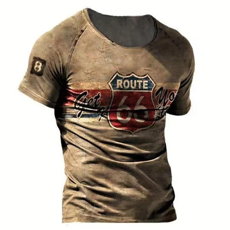 Vintage Motorcycle T Shirt For Men 3d Print Mobil Short Sleeve T-shirts Retro Men's Racing T-shirt Oversized Biker Tees Tops 66