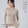 New Autumn/Winter Modal Wool Crew Neck Base Layer Top - White Long Sleeve Shirt