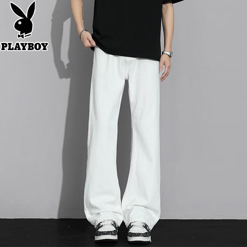 PLAYBOY Men's Loose Straight Micro-Flared Jeans