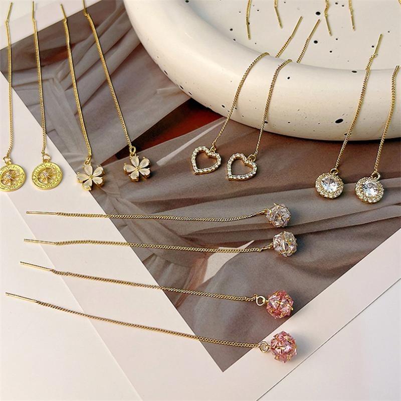 Lange Quaste Zirkon Ohrring Mode Frauen Mädchen Temperament Feine Glänzende Geometrische Ohrringe Schmuck Party Geschenke