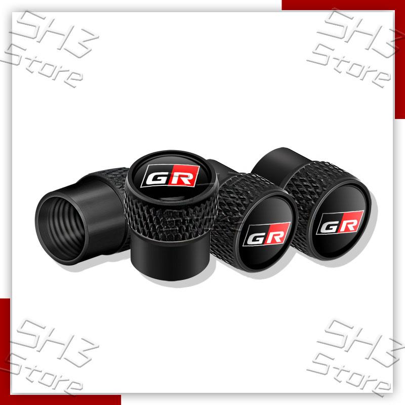 Style de Voiture 4 Pièces Bouchons de Valve de Pneu Métalliques pour Roue Bague de Jante de Pneu Couvercles Hermétiques pour Logo Sport GR Gazoo Racing Prius Camry Yaris Décor