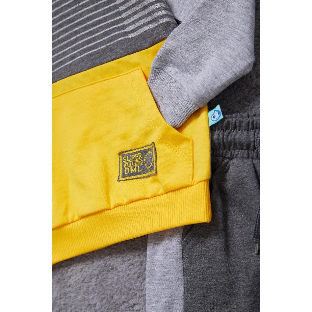 Jungen-Trainingsanzug mit Textdruck, Kängurutasche, Orange, Team 14987-1