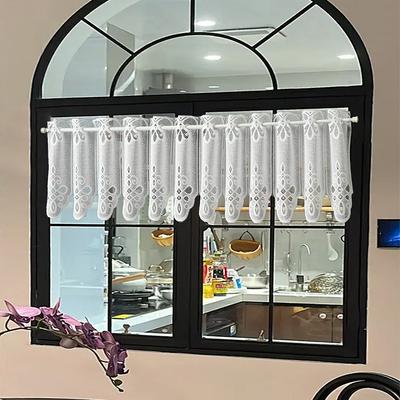 White Lace Perforated Partition Curtain Door Curtain Drapes for the Kitchen Cabinets Sheer Curtains