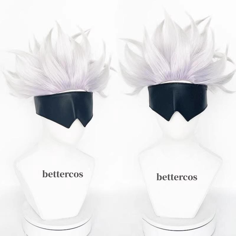 Gojo Satoru Cosplay Pruiken Zilver Wit Gojo Satoru Pruik Hittebestendig Synthetisch Haar Pruiken black