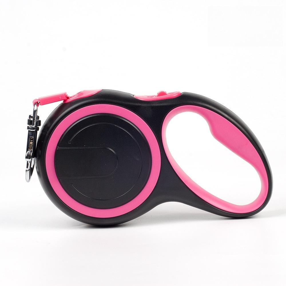 3/5M Grote Hondriem Intrekbaar Huisdier Verlengbare Riem Buiten Training Puppy Trekkracht Riem Voor Kleine Honden Kat (Rose red,5M) rozerode kleur