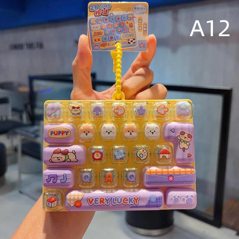 Mini Keyboard Keychain 26 Grids Creative Sea View Pendant Funny Decor for Key Ring Children's Day Gift