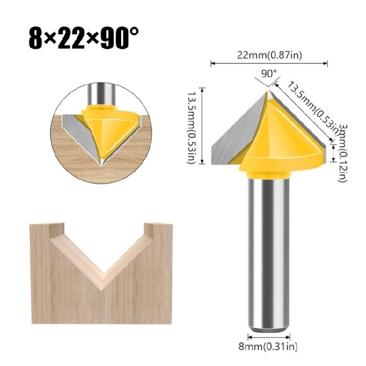 Professional Efficient 8mm Shank V Flute Router Bit Carbide End Mill For Diverse Woodworking Needs Smooth Wood Cutting