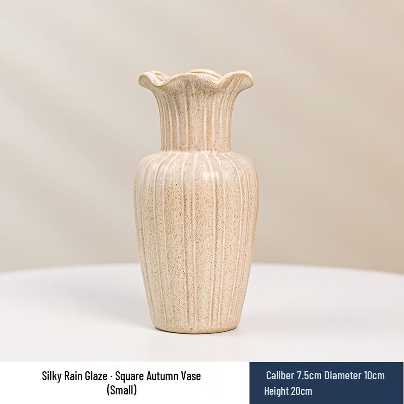 Wabi-Sabi Ceramic Vase: Elegant Hydroponic Bamboo Arrangement for Living Room & Dining Table