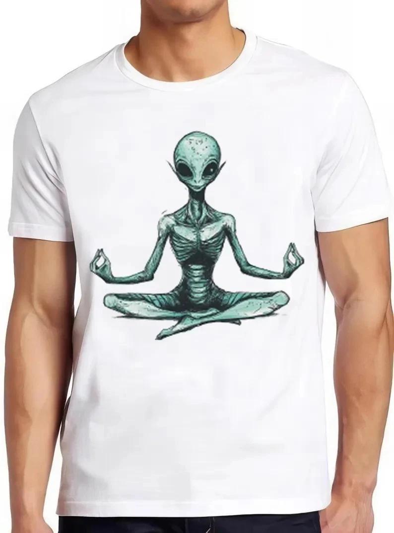 Alien Meditating Yoga Sketch Humorous Hilarious Witty Funny Music Gift Tee T Shi XXXXL