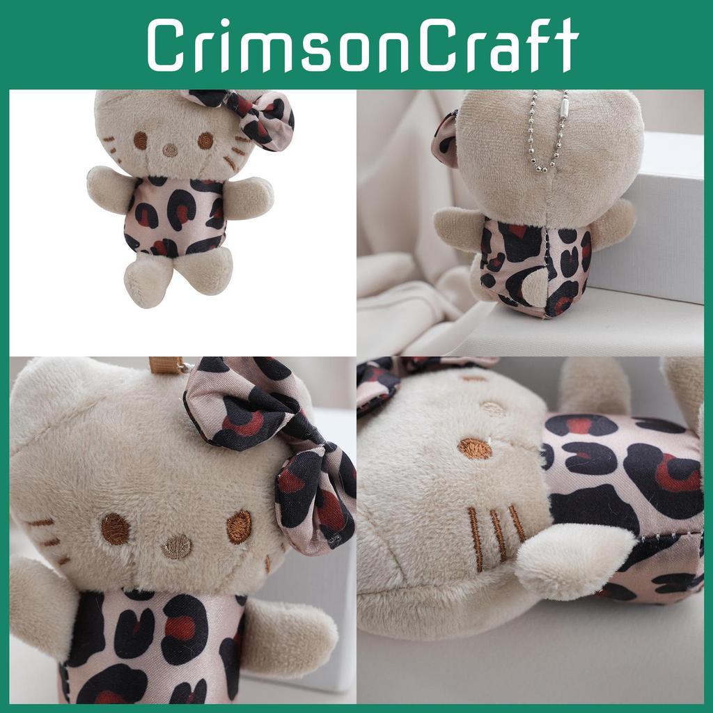 Leopard Print Cat Plush Keychain With Pp Cotton Filling For Girls Bag Decoration