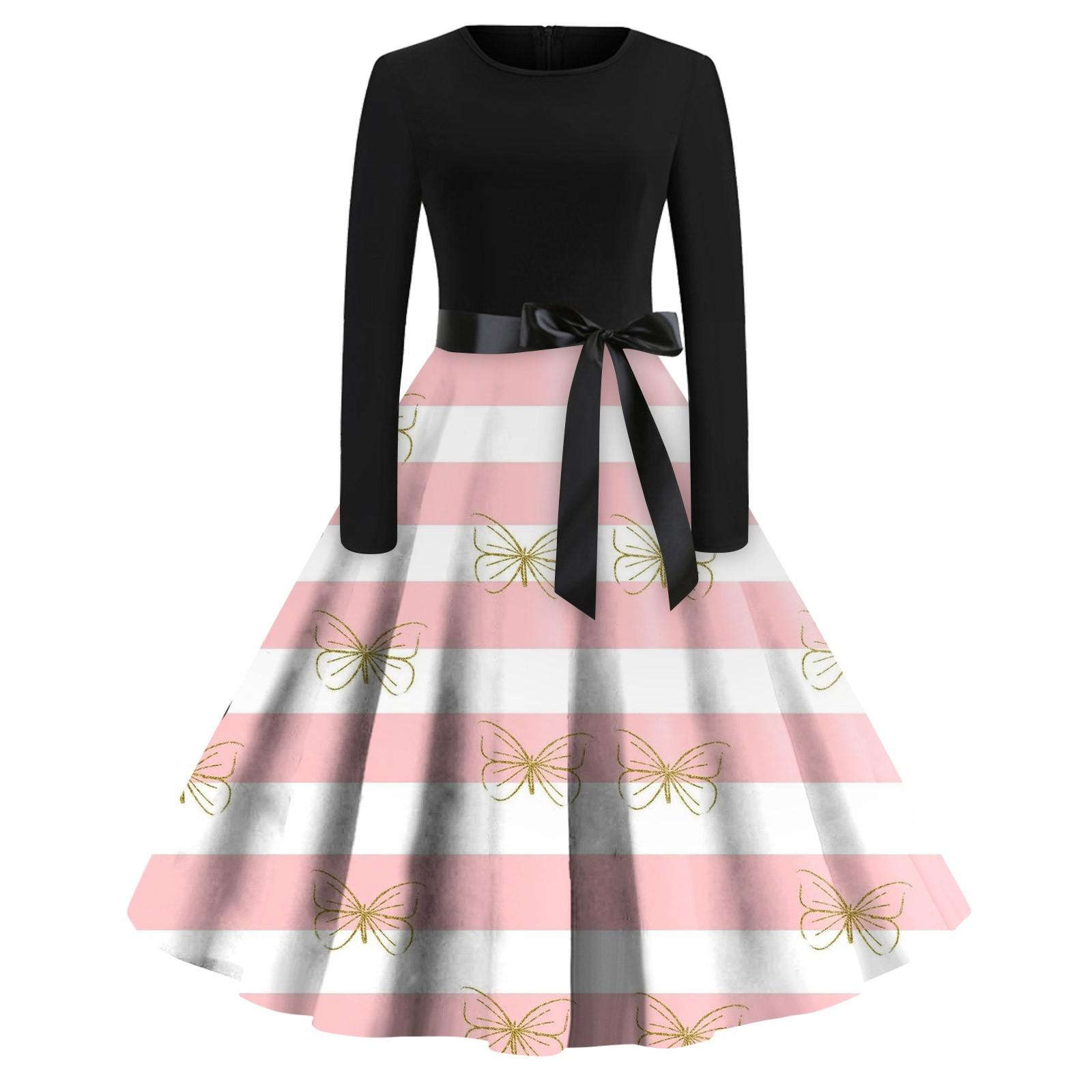 

Женское платье с круглым вырезом и большим подолом, плиссированная юбка с длинными рукавами, платье M белый