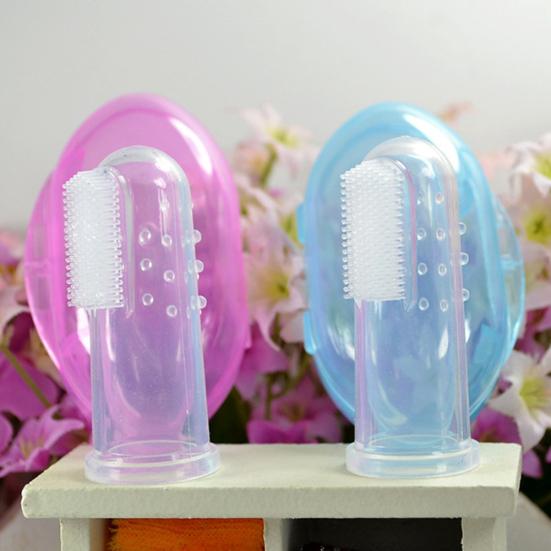 2Pcs Baby Infant Toothbrush Silicone Finger Cot Cover Tongue Cleaning Brush