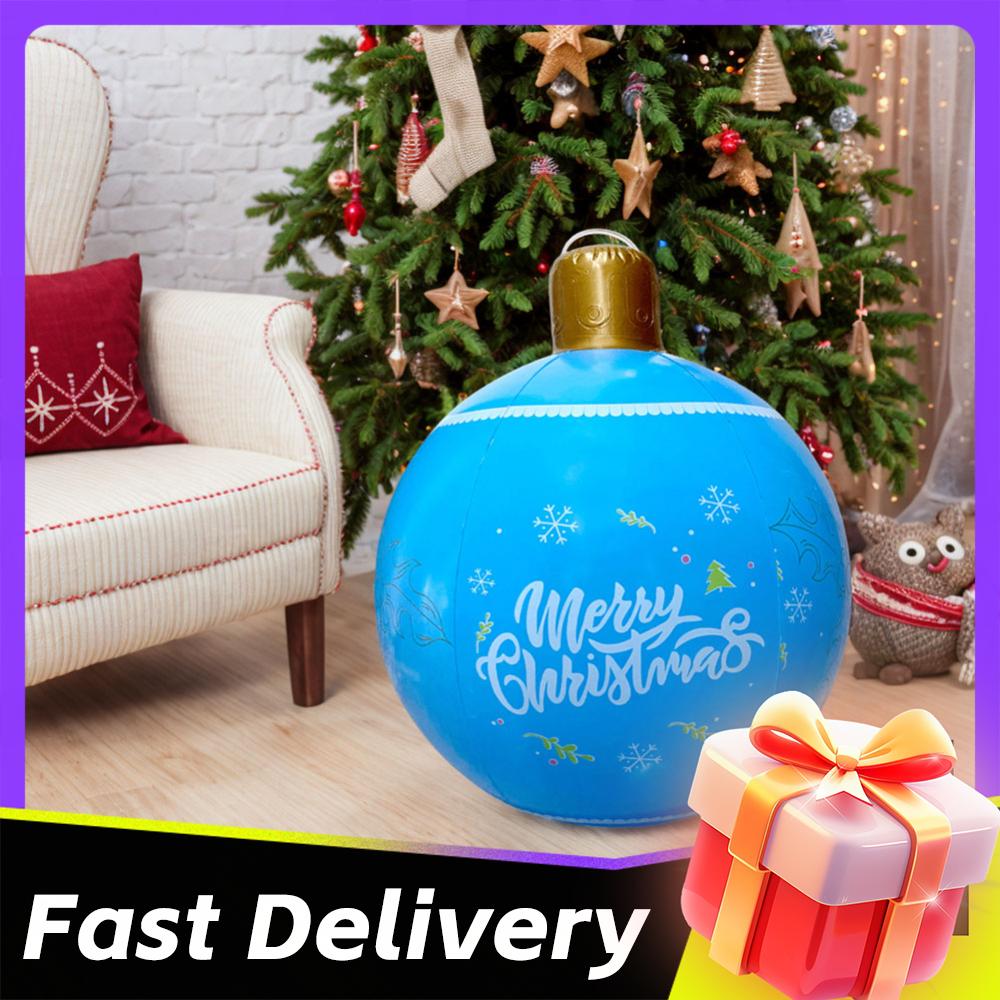 24 Inch PVC Giant Inflatable Christmas Ball PVC Inflatable Christmas Ball Outdoor Christmas Decoration Ball Festival Party Decor