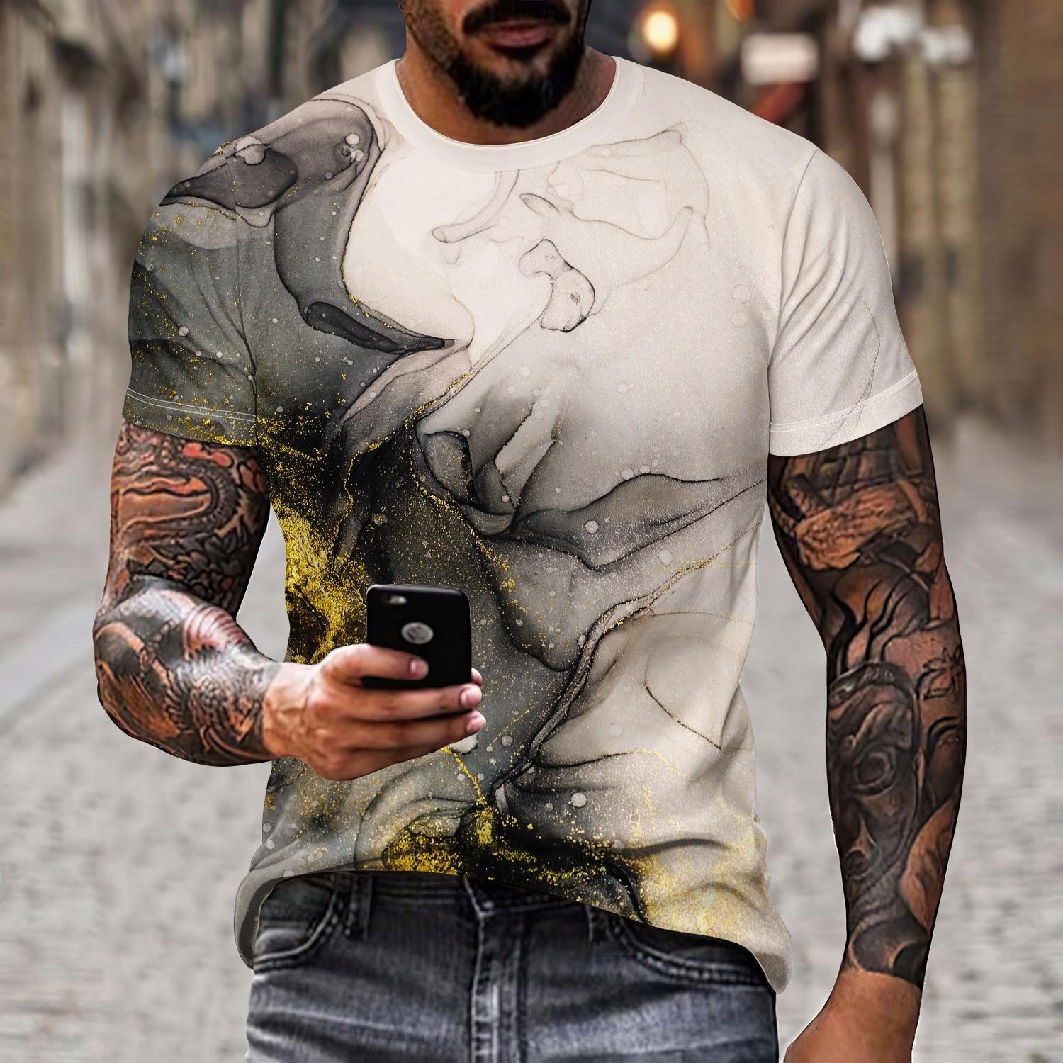 

Summer Versatile Men s 3D Printed Casual and Simple Personalized Polyester Holiday New Fashionable Short Sleeved T-shirt 6XL