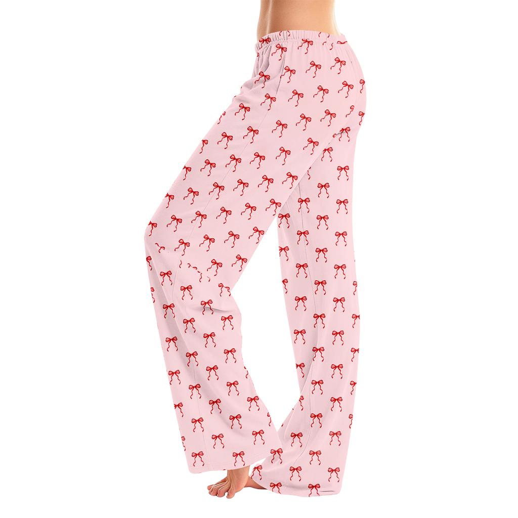 Women's Christmas Print Pajama Pants Casual Sleep Bottoms Without Holiday Home Wear