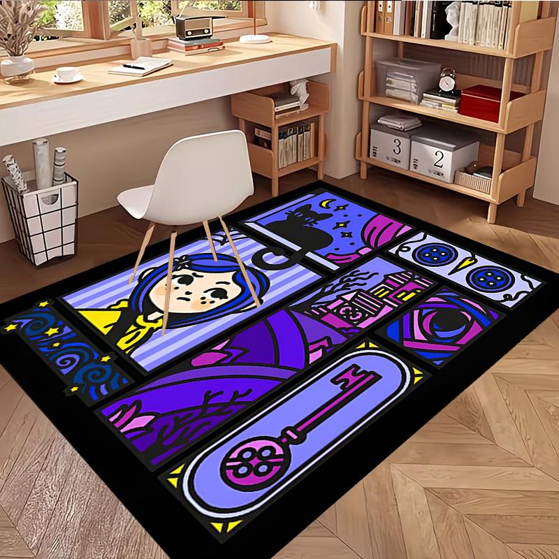 Coraline Print Rug, Washable Floor Carpet, For Entryway Dorm Laundry Room Office Study, Home Decor Birthday Christmas Gift