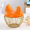 Cute Hen-shaped Egg Storage Basket Metal Wrought Iron Egg Basket with Lid Kitchen Food Debris Storage Container Home Decoration