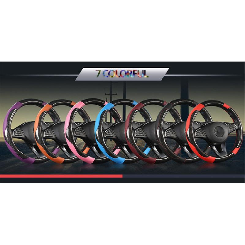 Crystal Carbon Fiber Car Steering Wheel Cover, Sports, Fashion, Leather Braid, Non-Slip