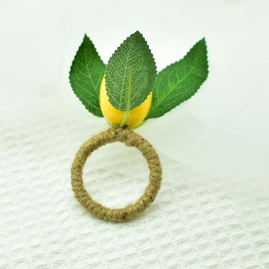 2 ks Kroužky na ubrousky citron provázek držák na ubrousky s umělým žlutým citronem rustikální ovocné kroužky na ubrousky na svatební hostinu narozeninovou oslavu večeři