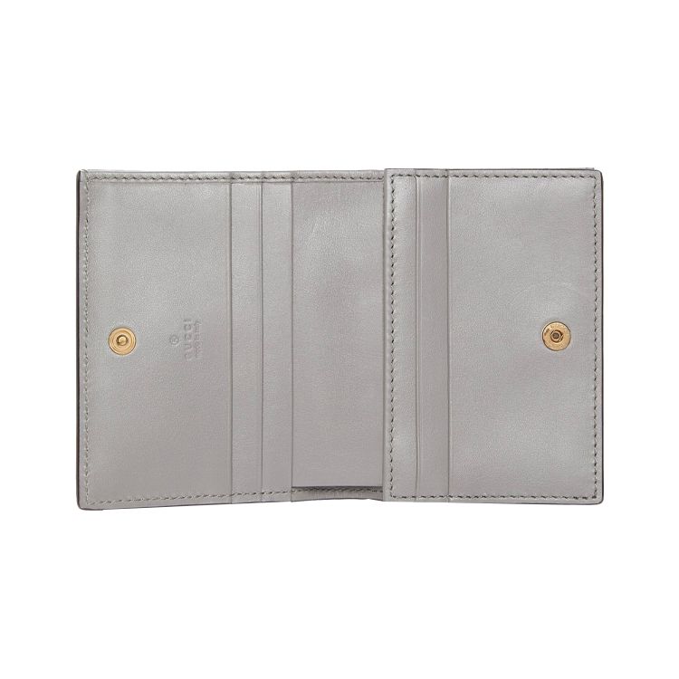 Gucci GG Matelassé Gold Logo Folded Design 5 Card Slot Leather Clutch Wallet Women wallet Gray 723786-UM8IG-1275