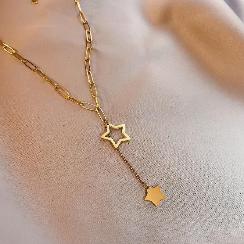 

316L Stainless Steel Necklace Women Gold Color Heart Round Star Square Pendant Women s Necklace New Fashion золотий