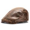 Frühling Herbst Winter Herren Schirmmütze Retro Britische Baskenmütze PU Schiebermütze