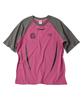 TRAVEL Curved Line Raglan Short Sleeve Tee Magenta