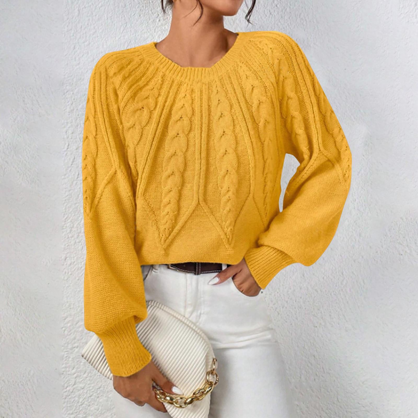 

Женский однотонный свитер с круглым вырезом и длинными рукавами, однотонный повседневный свитер L