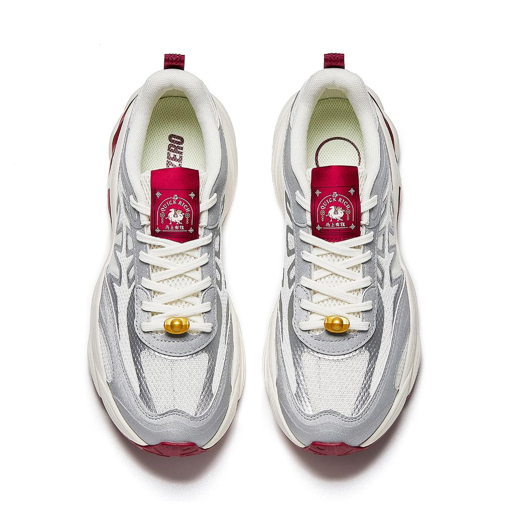 Anta Fishbone Cushioning Abrasion Resistant Slip Resistant Casual Shoes Men's White Silver Red 912628899-5