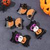 2Pcs Halloween Glitter Bow Hair Clips Glittering Ghost Pumpkin Bownot Hairpins Girls Kids Party Headwear Hair Accessories Gift