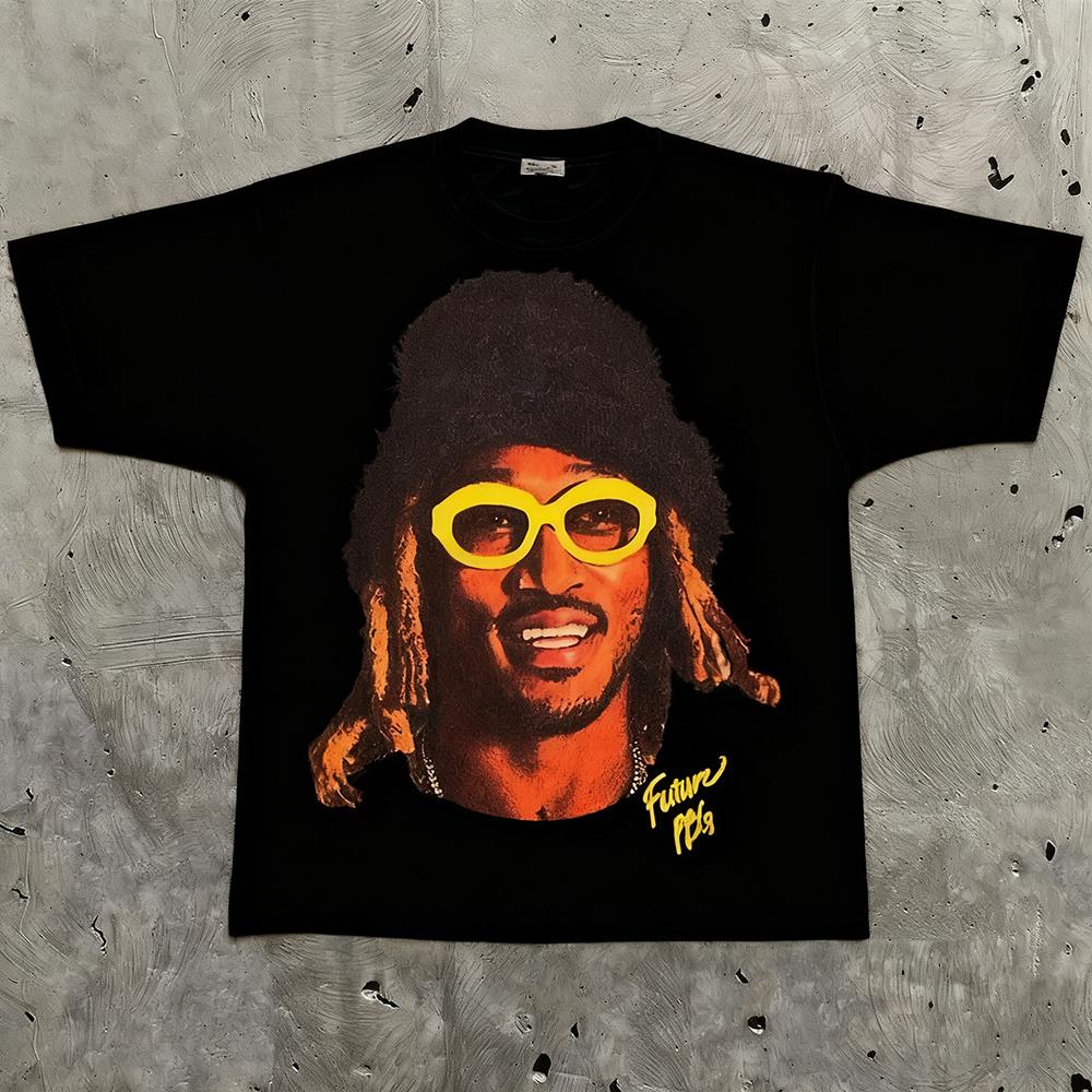 Y2k Europe and The United States New Summer Unisex Tshirt Portrait Printed Harajuku Hip Hop Personality Fashion Couple Shirt